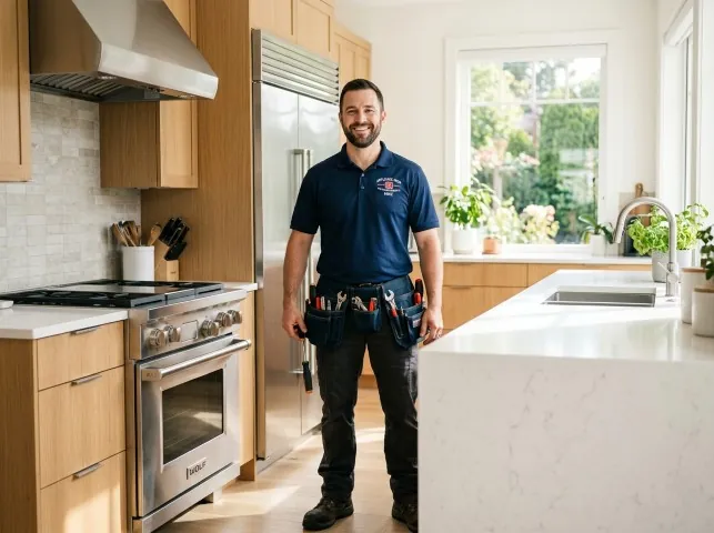 Appliance Repair Hero technician in a Abell, MD kitchen after an appliance repair